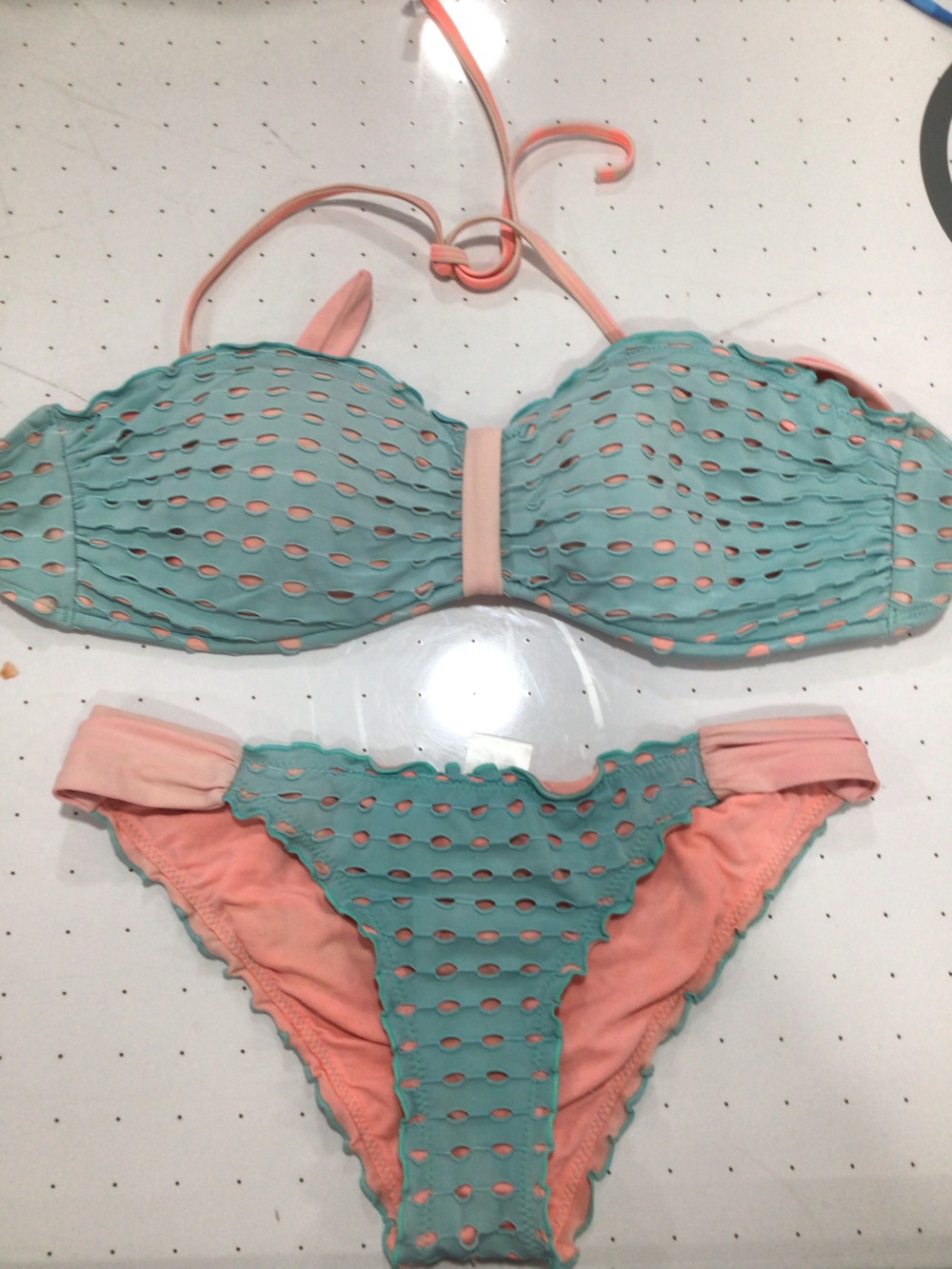 Body Glove Mint and Peach Eyelet Two-Piece Bikini